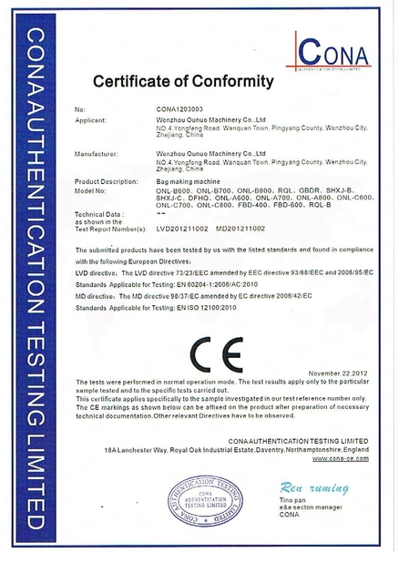 China Zhejiang Allwell Intelligent Technology Co.,Ltd Certificações